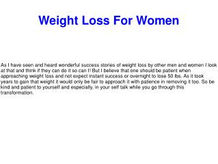 Weight Loss For Women