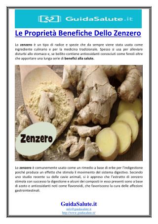 Le Proprietà Benefiche Dello Zenzero