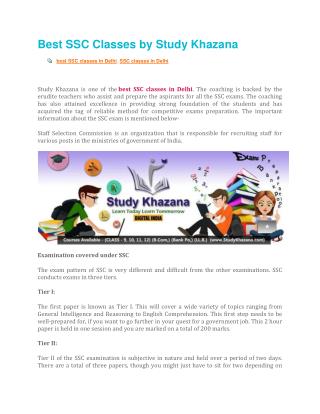 Best SSC Classes by Study Khazana