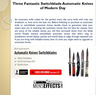 Three Fantastic Switchblade Automatic Knives of Modern Day