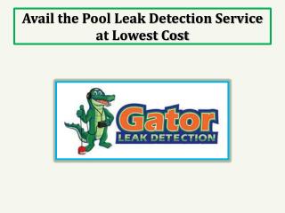 Avail the Pool Leak Detection Service at Lowest Cost