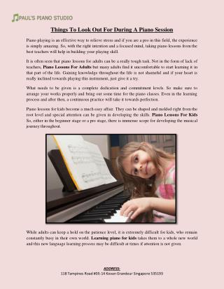 Things To Look Out For During A Piano Session