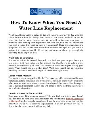 How To Know When You Need A Water Line Replacement