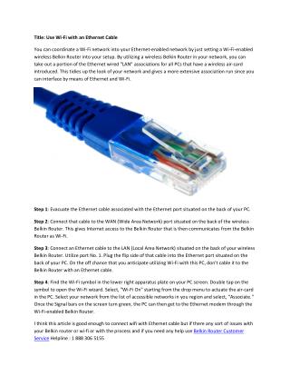 Use Wi-Fi with an Ethernet Cable