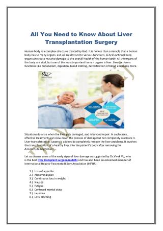 All You Need to Know About Liver Transplantation Surgery