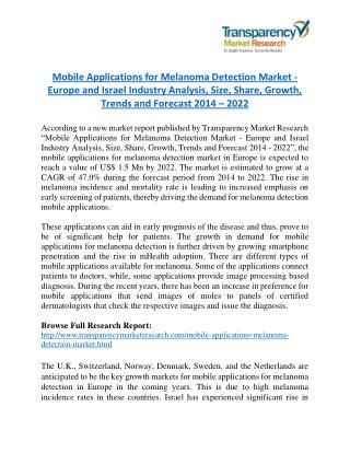 Mobile Applications for Melanoma Detection Market will rise to US$ 1.5 Million by 2022