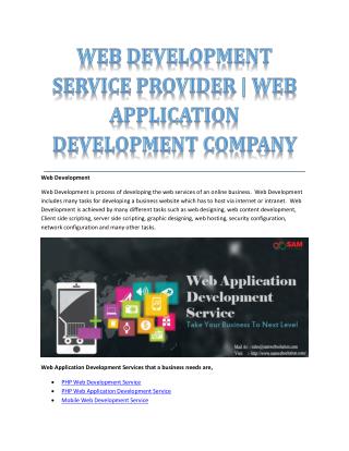 WEB DEVELOPMENT SERVICE PROVIDER | WEB APPLICATION DEVELOPMENT COMPANY