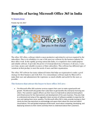 Benefits of having Microsoft Office 365 in India