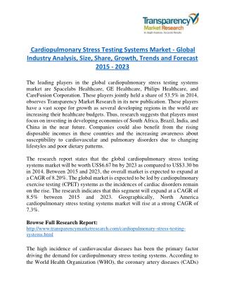 Cardiopulmonary Stress Testing Systems Market will rise to US$ 6.67 Billion by 2023