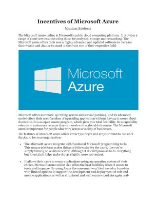 Incentives of Microsoft Azure