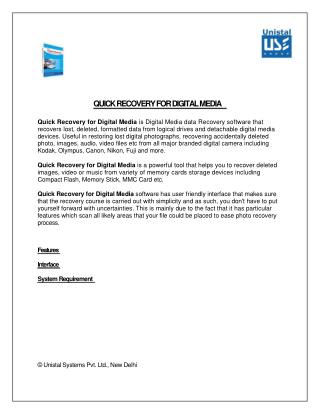 White Paper of Unistal Quick Recovery For Digital Media