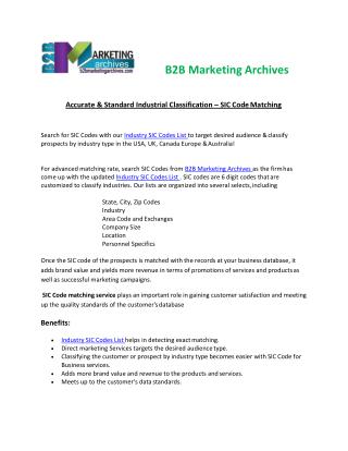 SIC Code Matching Services | B2B Marketing Archives