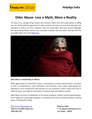 Elder Abuse- Less a Myth, More a Reality