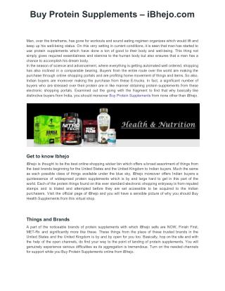 Buy Protein Supplements – iBhejo.com