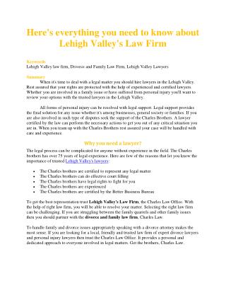 Here's everything you need to know about Lehigh Valley's Law Firm