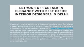 Let Your Office Talk In Elegancy With Best Office Interior Designers In Delhi