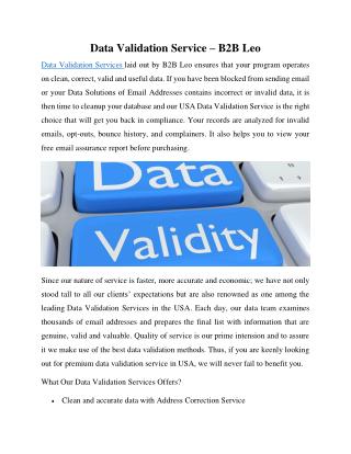 Data Validation Service – B2B Leo