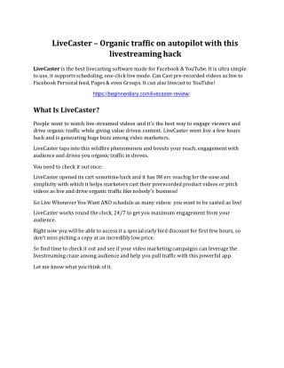 LiveCaster review & huge 100 bonus items