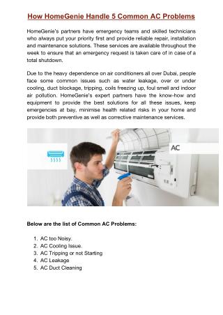 How HomeGenie Handle 5 Common AC Problems