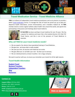 Travel Medication Service - Travel Medicine Alliance