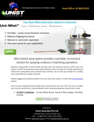 Your Best Mist Lubrication System In Australia