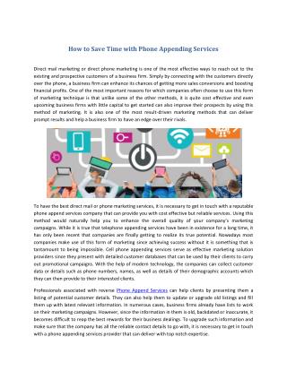 How to Save Time with Phone Appending Services