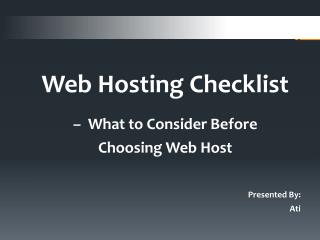 Web Hosting Checklist – What to Consider Before Choosing Web Host