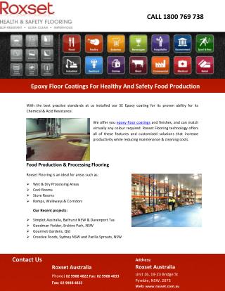 Epoxy Floor Coatings For Healthy And Safety Food Production