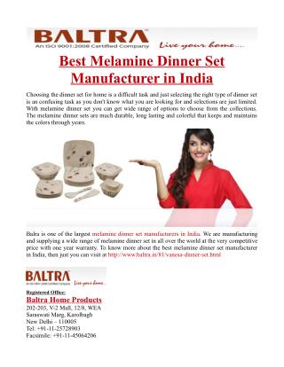 Best Melamine Dinner Set Manufacturer in India