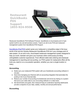 Restaurant QuickBooks POS Support 1855-924-9508