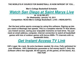 San Diego at Saint Marys live | Men's College BB | NCAA spor