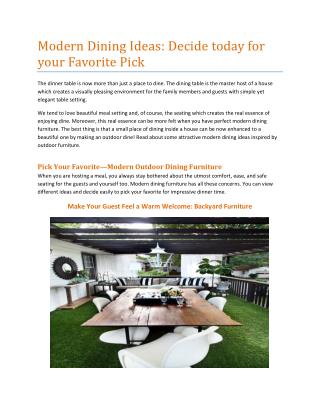 ODERN OUTDOOR FURNITURE FOR YOUR HOME