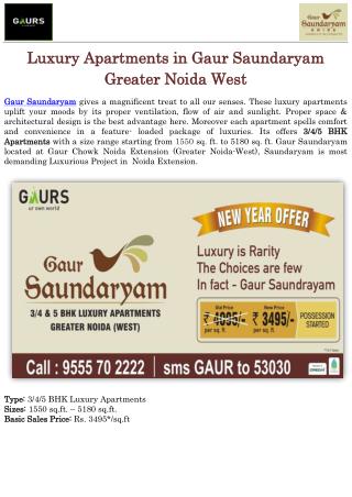 Luxury Apartments in Gaur Saundaryam Greater Noida West