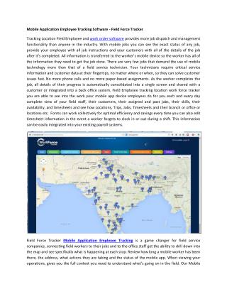 Mobile Application Employee Tracking Software - Field Force Tracker