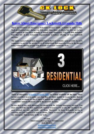 Know About Emergency Locksmith Granada Hills