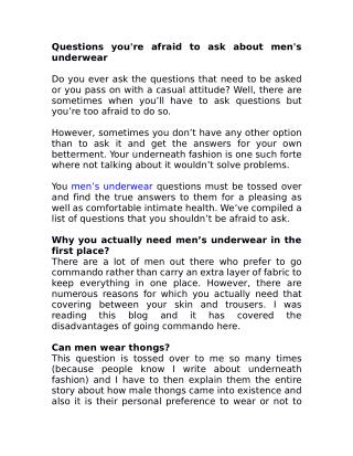 Questions you're afraid to ask about men's underwear