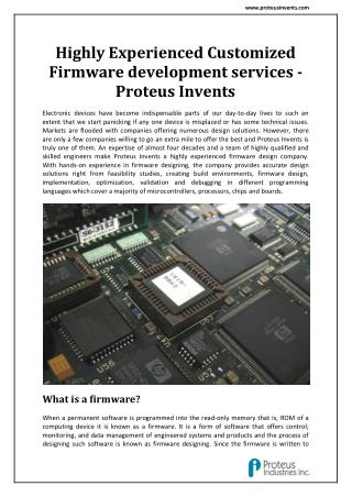 Customized Firmware Development Services - Proteus Invents