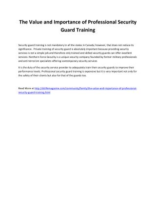 The Value and Importance of Professional Security Guard Training