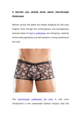 5 Secrets you should know about See-through Underwear