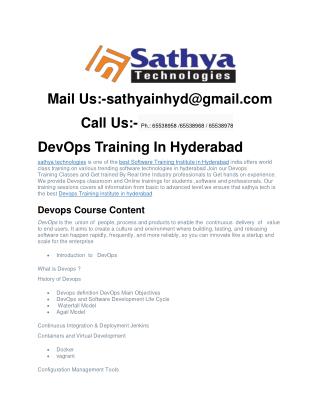 Devops training in hyderabad |Devops course content
