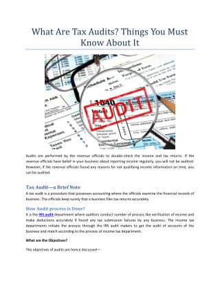 Things you must know about Tax Audits