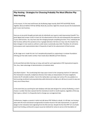 Php Hosting - Strategies For Choosing Probably The Most Effective Php Web Hosting