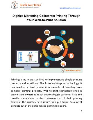 Digitize Marketing Collaterals Printing Through Your Web-to-Print Solution