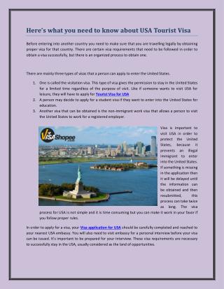 Here’s what you need to know about USA Tourist Visa