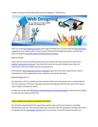 7 Steps to Choose the Best Web Design Company Bangalore | IM Solutions