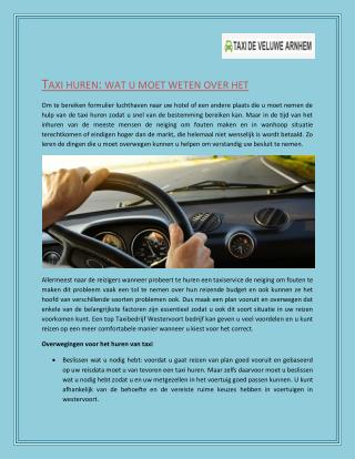 Het vinden van betrouwbare taxi's in Westervoort : Taxi de Veluwe Arnhem