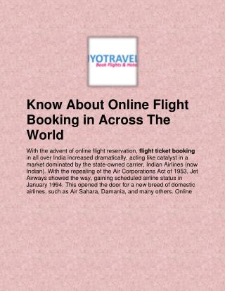 Know About Online Flight Booking in Across The World