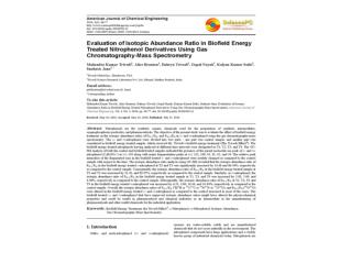 Evaluation of Isotopic Abundance Ratio in Biofield Energy Treated Nitrophenol Derivatives Using Gas Chromatography-Mass