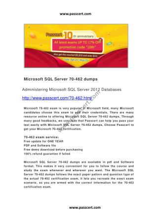 Microsoft SQL Server 70-462 dumps