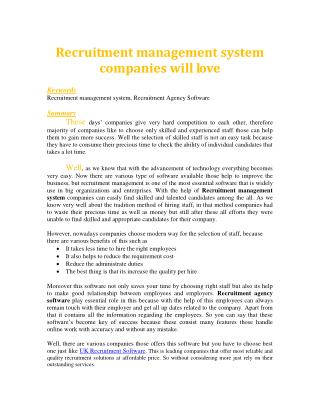 Recruitment management system companies will love